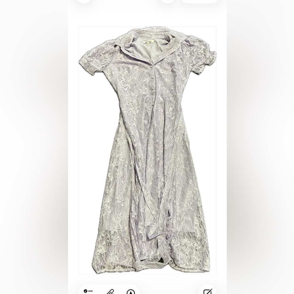 Kensie Lavender Lace Button Front Midi Dress – Size 2 – Easter/Spring
